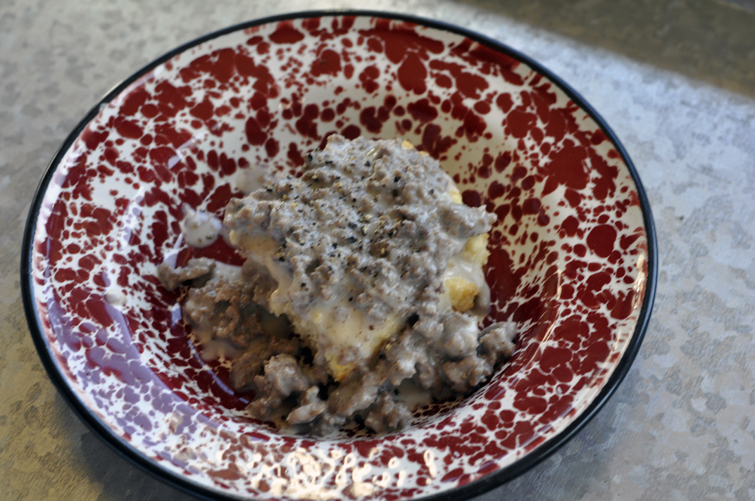 Wild Boar Sausage Gravy and Biscuits - The Rocky Mountain Woman